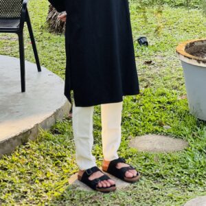 Black Double Strap Suede Sandal