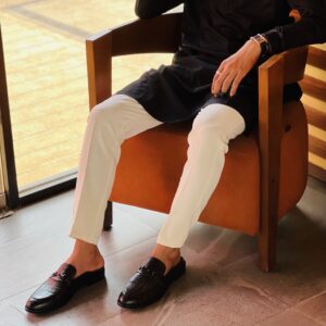 Black Croc Bit Half Shoes